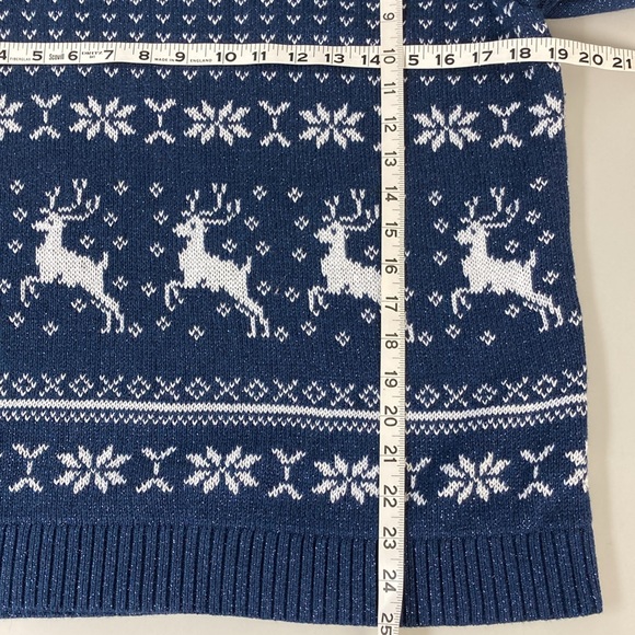 Christopher & Banks Blue Snowflake Reindeer Sweater - Picture 7 of 11
